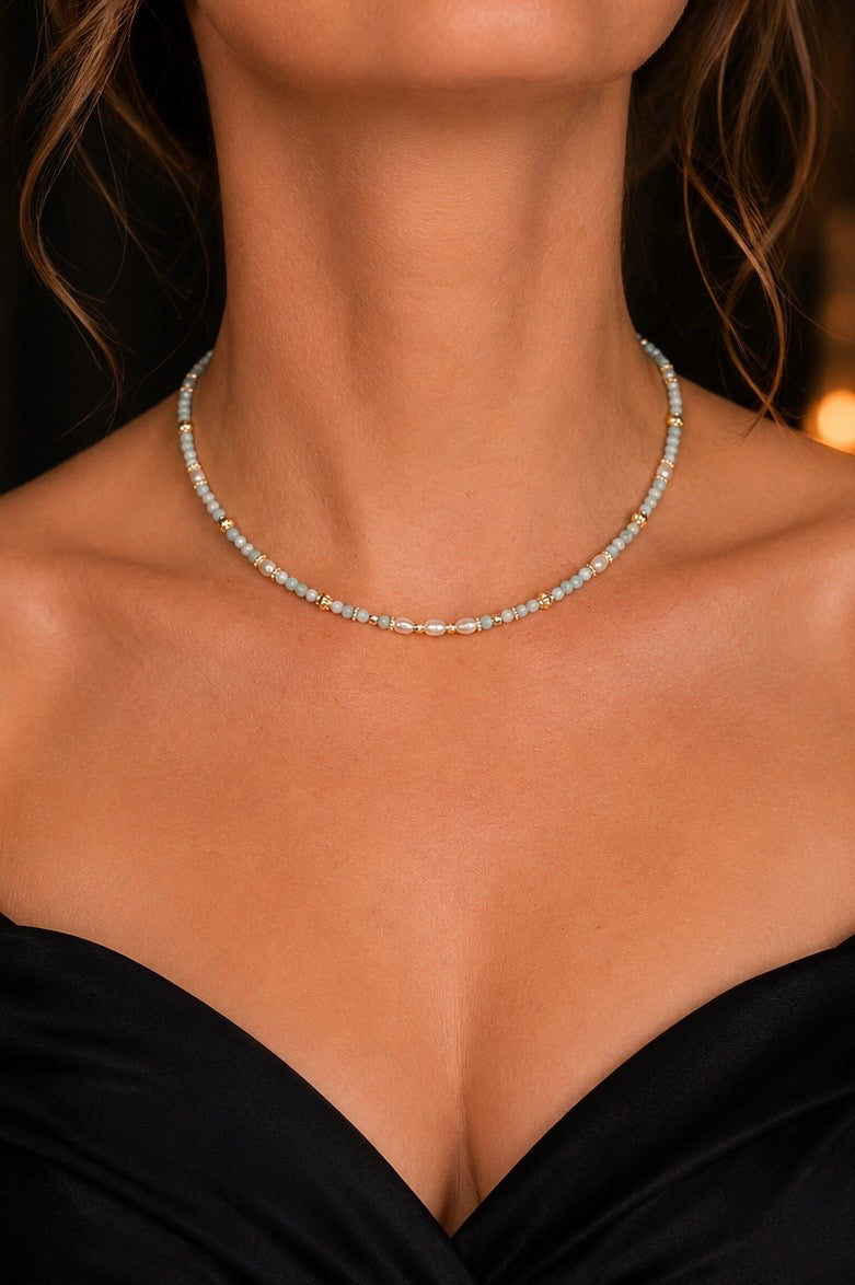 Chic Larimar | Halskette handgefertigt