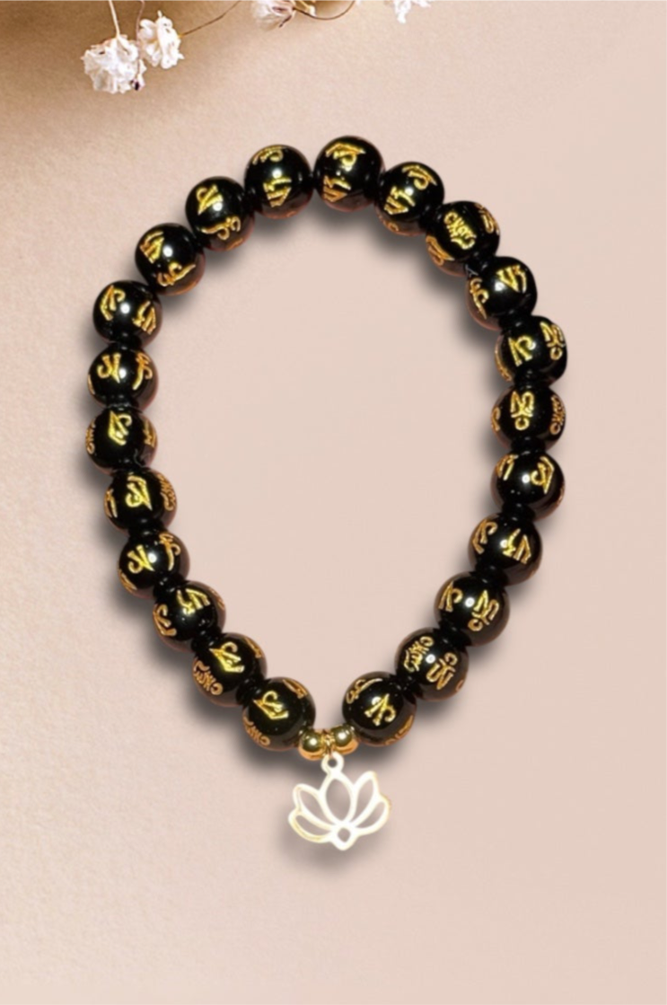 OM MANI PADME HUM Edelstein Agate | Armband
