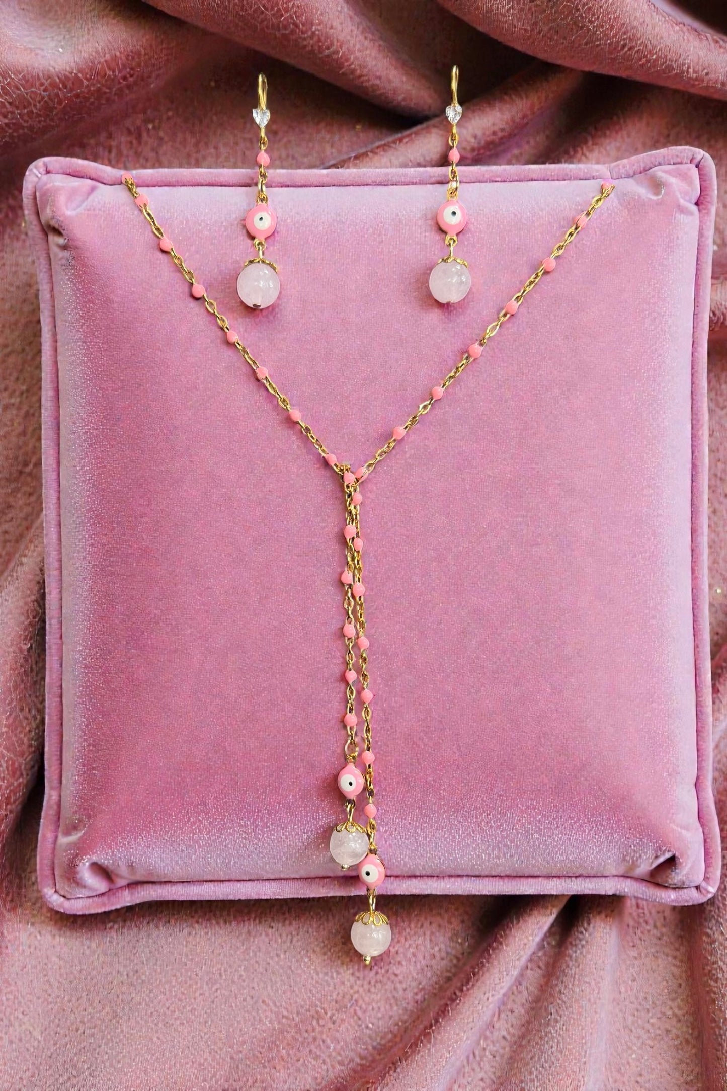 Chic Rosenquarz | Halskette oder Ohrringe handgefertigt