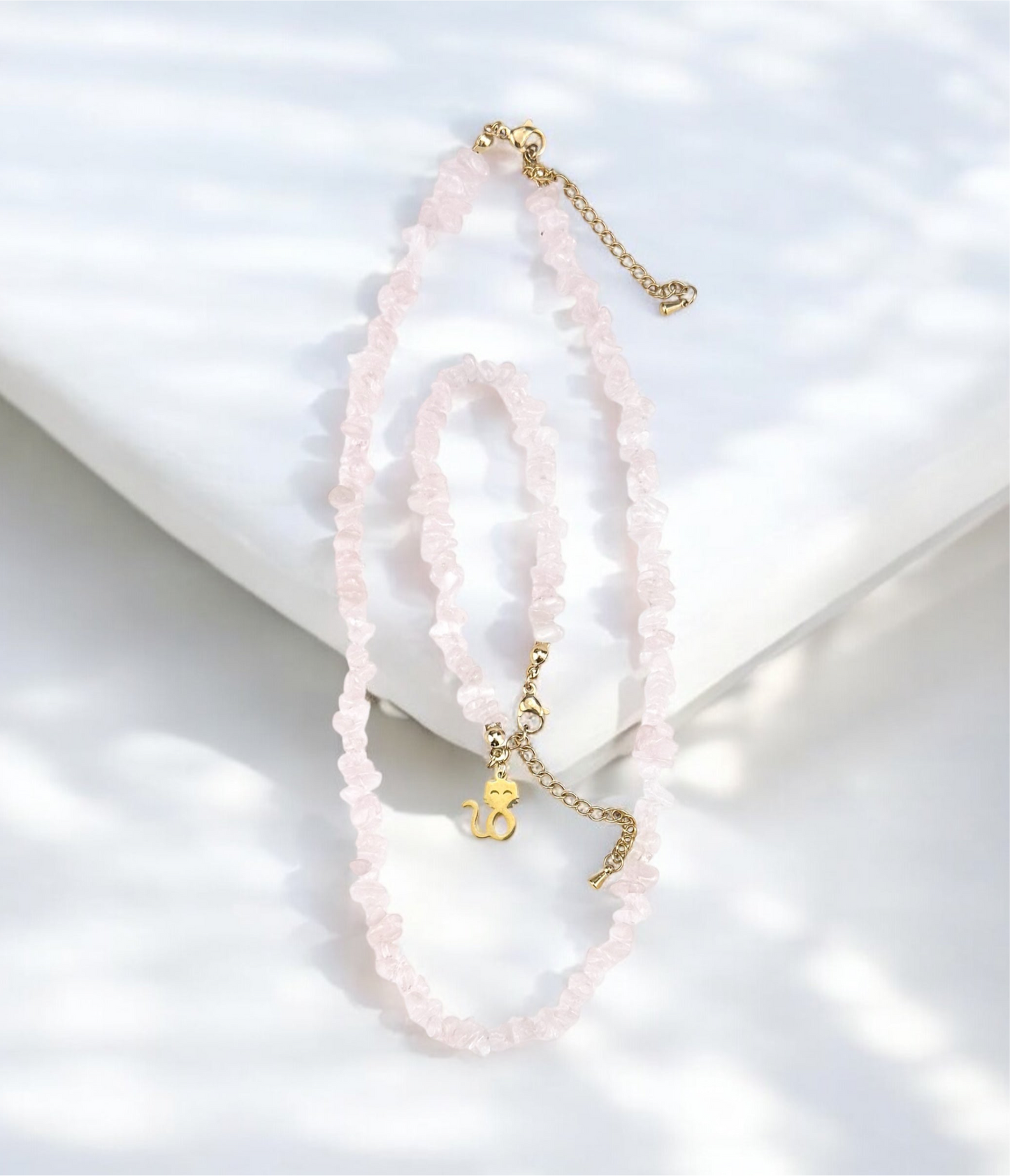 💕 SET Rosenquarz Edelstein | Hals- & Armkette