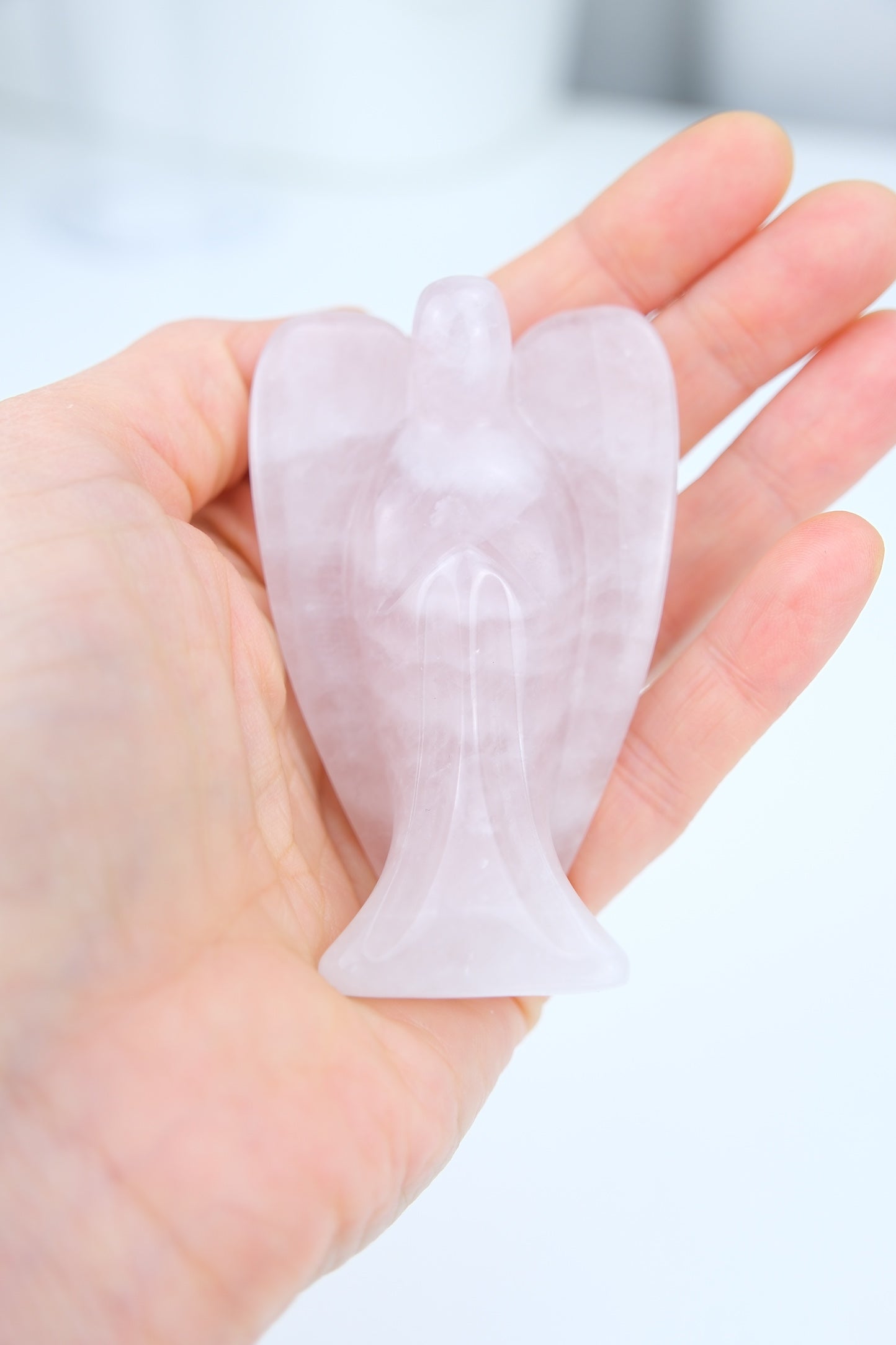 Rosenquarz Edelstein Engel 8cm | Figur