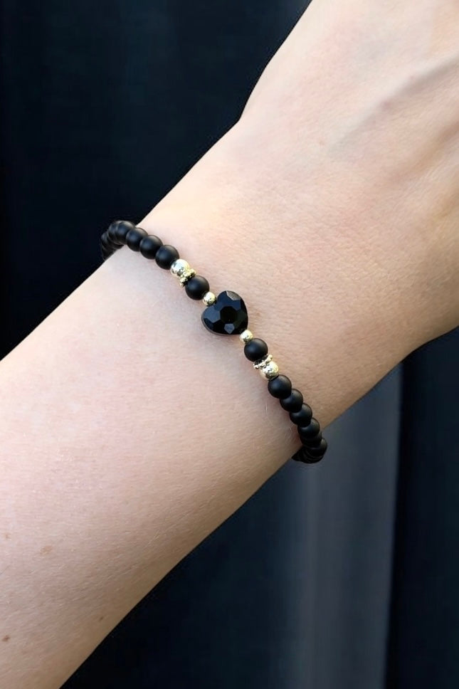 Chic ‚Herz’ Onyx Edelstein | Armband mit Herz