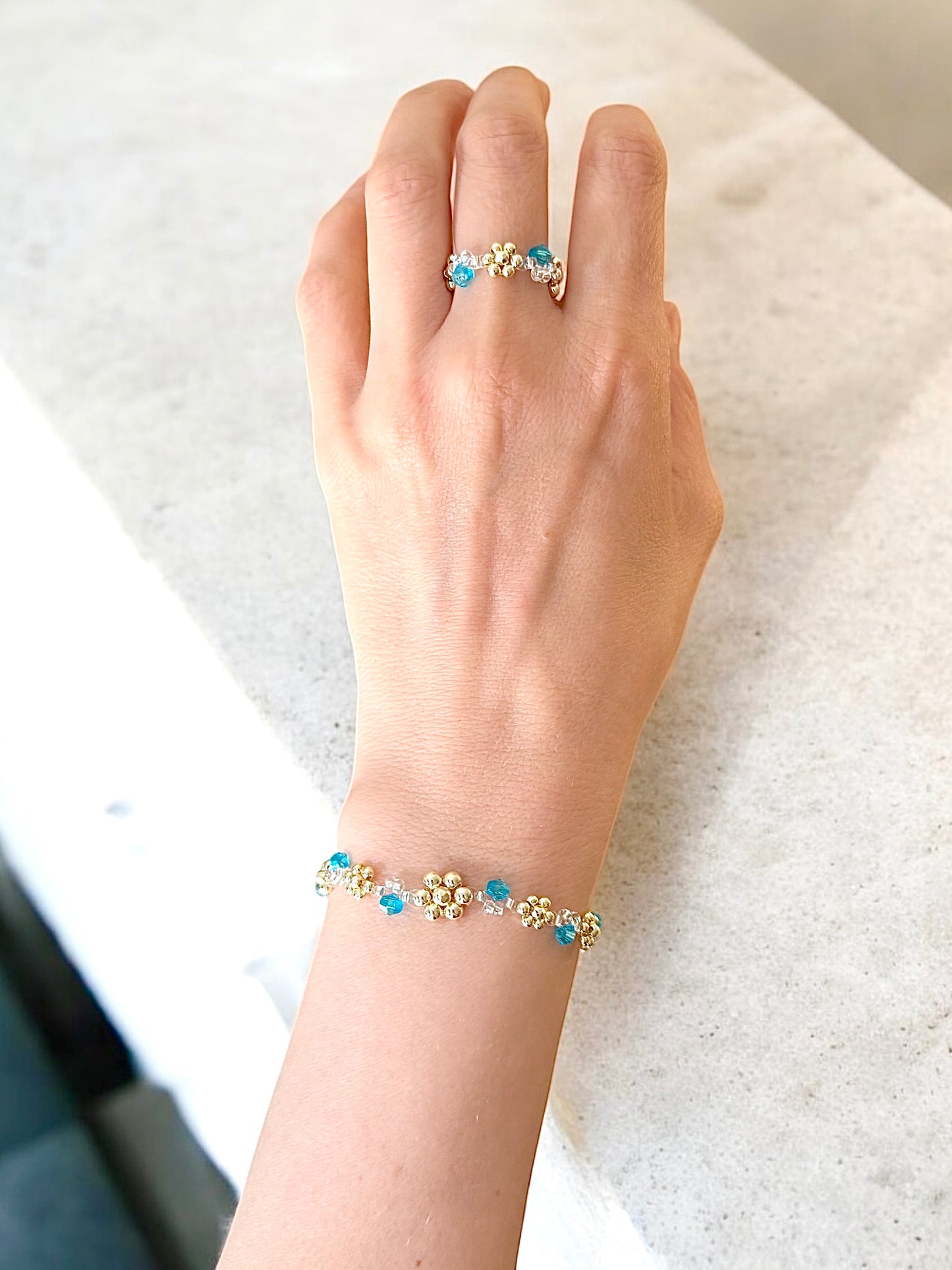 Set Blume `Whisper`| Armband & Ring handgefertigt