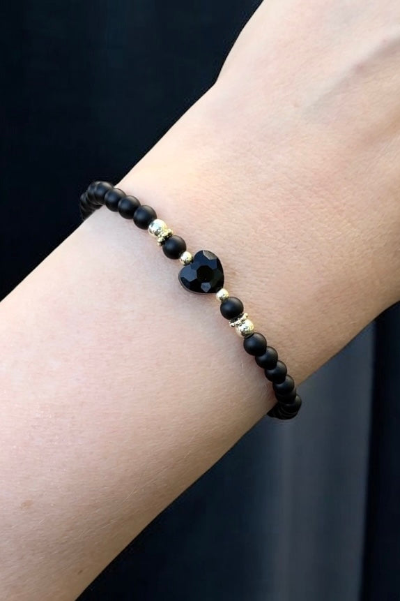 Chic ‚Herz’ Onyx Edelstein | Armband mit Herz