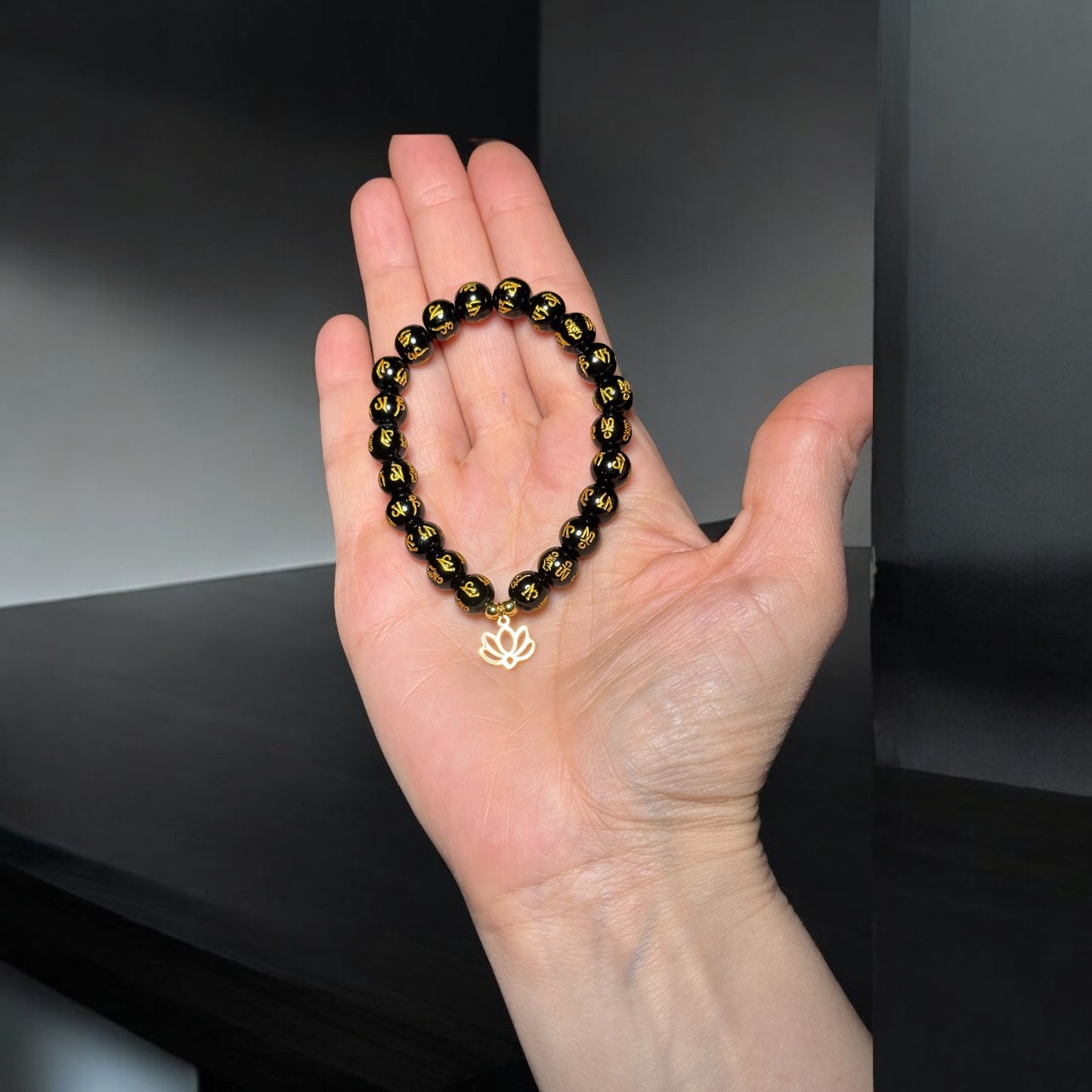 OM MANI PADME HUM Edelstein Agate | Armband
