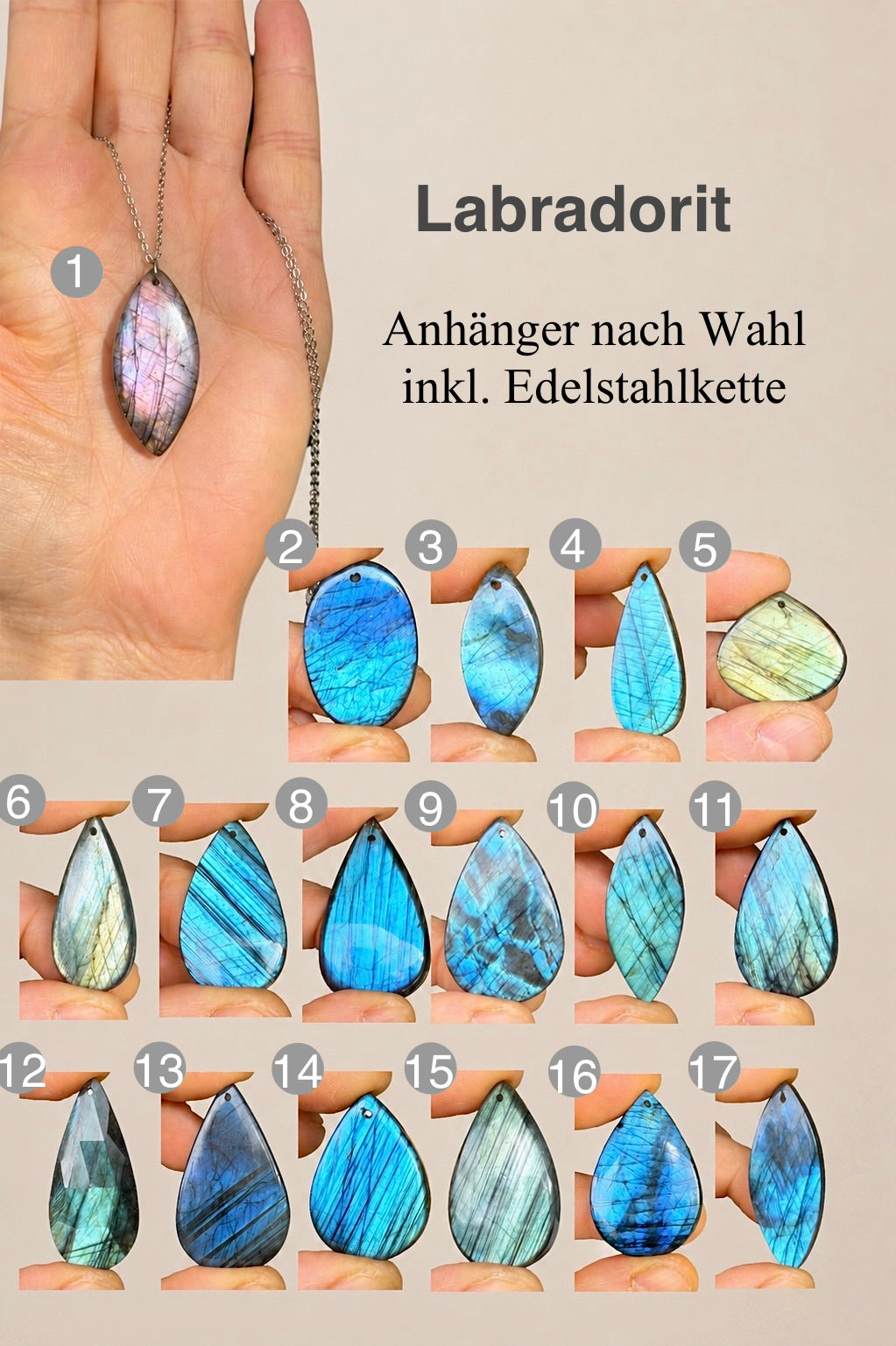 Labradorit Anhänger inkl. Halskette