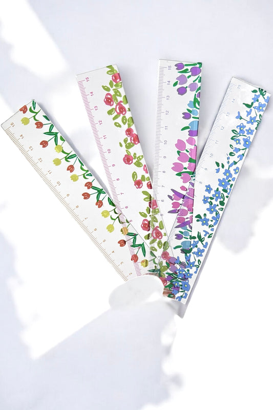 | Lineal durchsichtig mit Blumen 1 Stk.