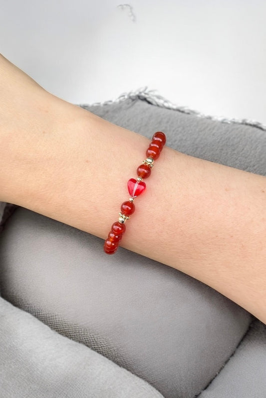 Chic ‚Herz’ Karneol Edelstein | Armband handgefertigt