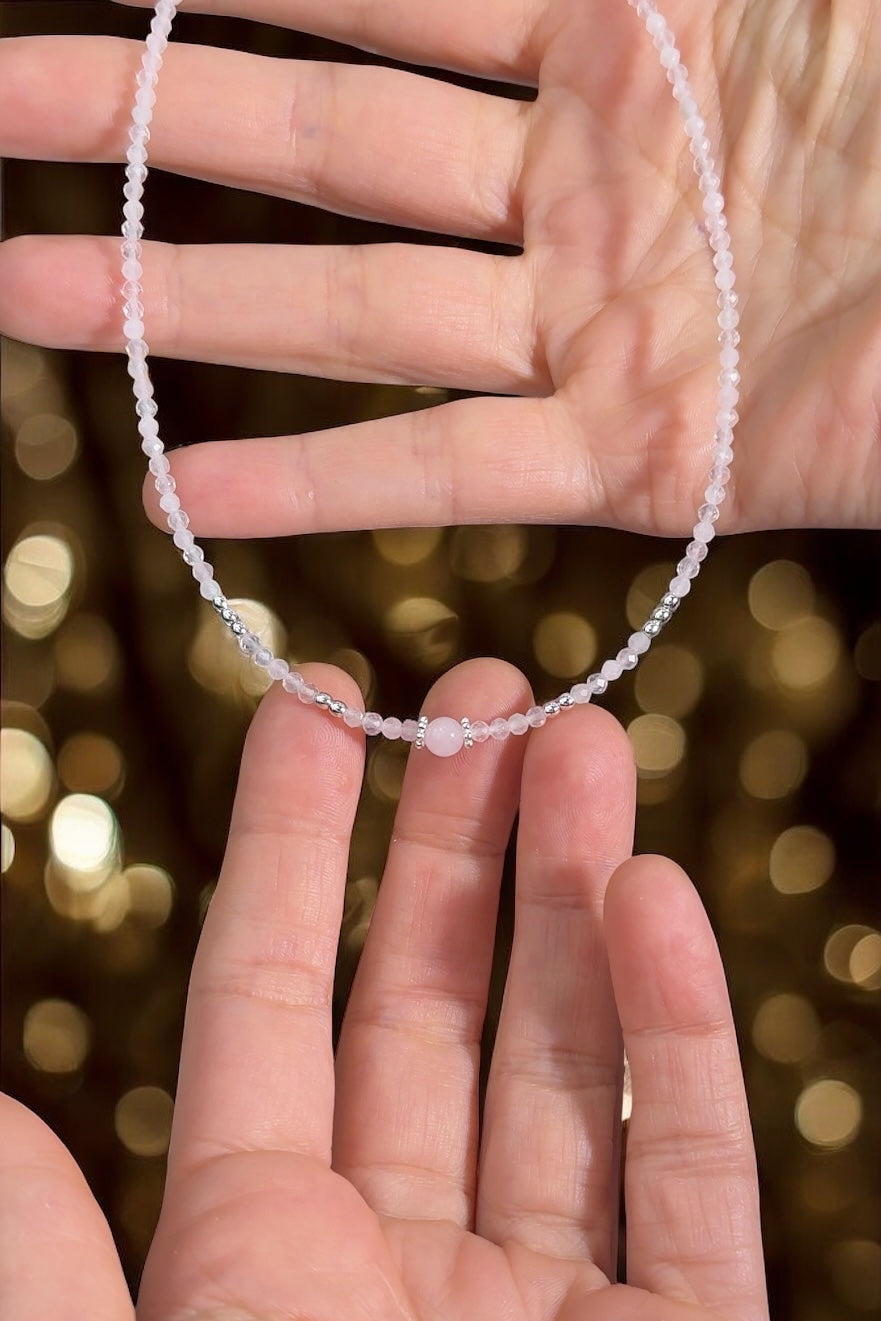 Chic Rosenquarz | Halskette handgefertigt  | vorbestellen dauer 12 Tage