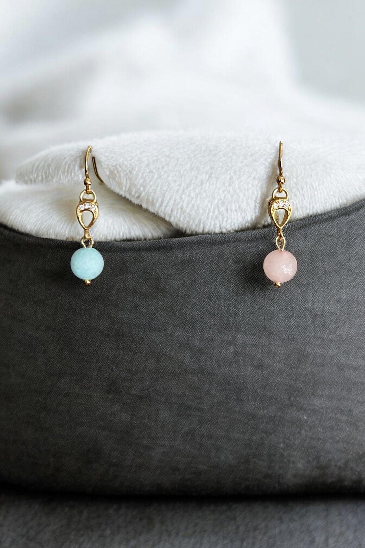 Amazonit / Rosenquarz | Ohrringe