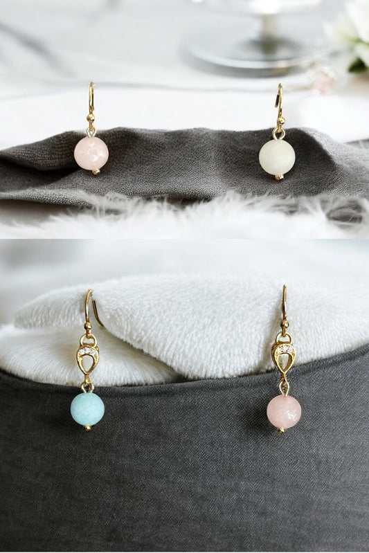 Amazonit / Rosenquarz | Ohrringe