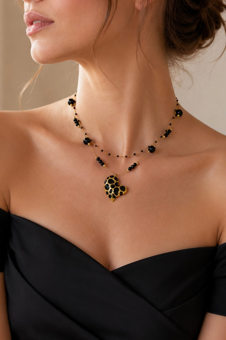 Chic mit Obsidian Perlen | Halskette handgefertigt