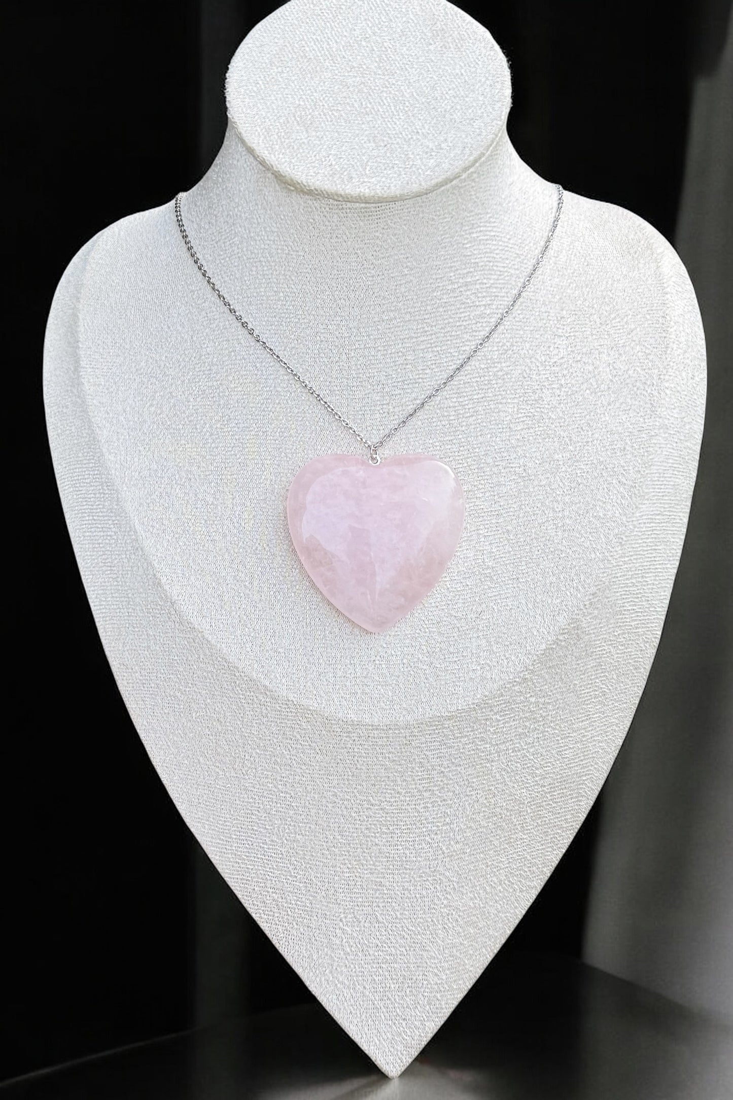 Herz Rosenquarz 5x5cm | Halskette handgefertigt