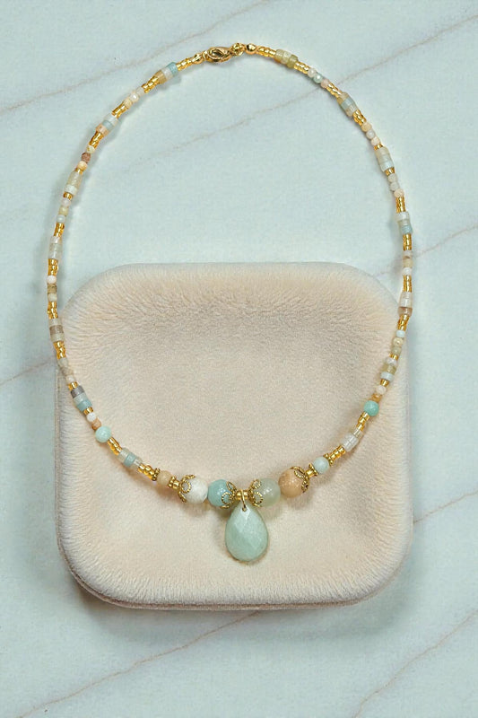Chic Amazonit & Aventurin | Halskette handgefertigt