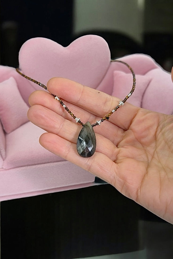 Chic Labradorit & Tigerauge | Halskette handgefertigt