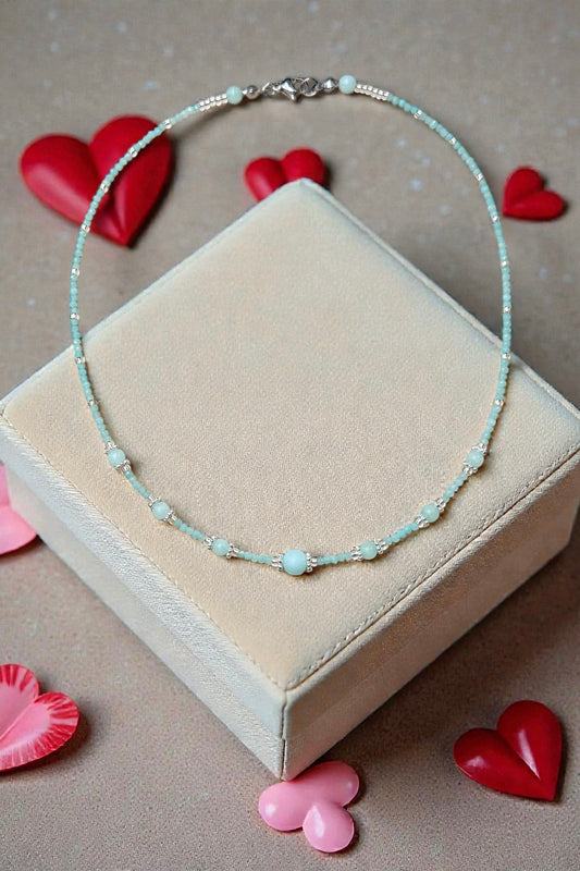 Chic Amazonit & Aquamarin | Halskette handgefertigt