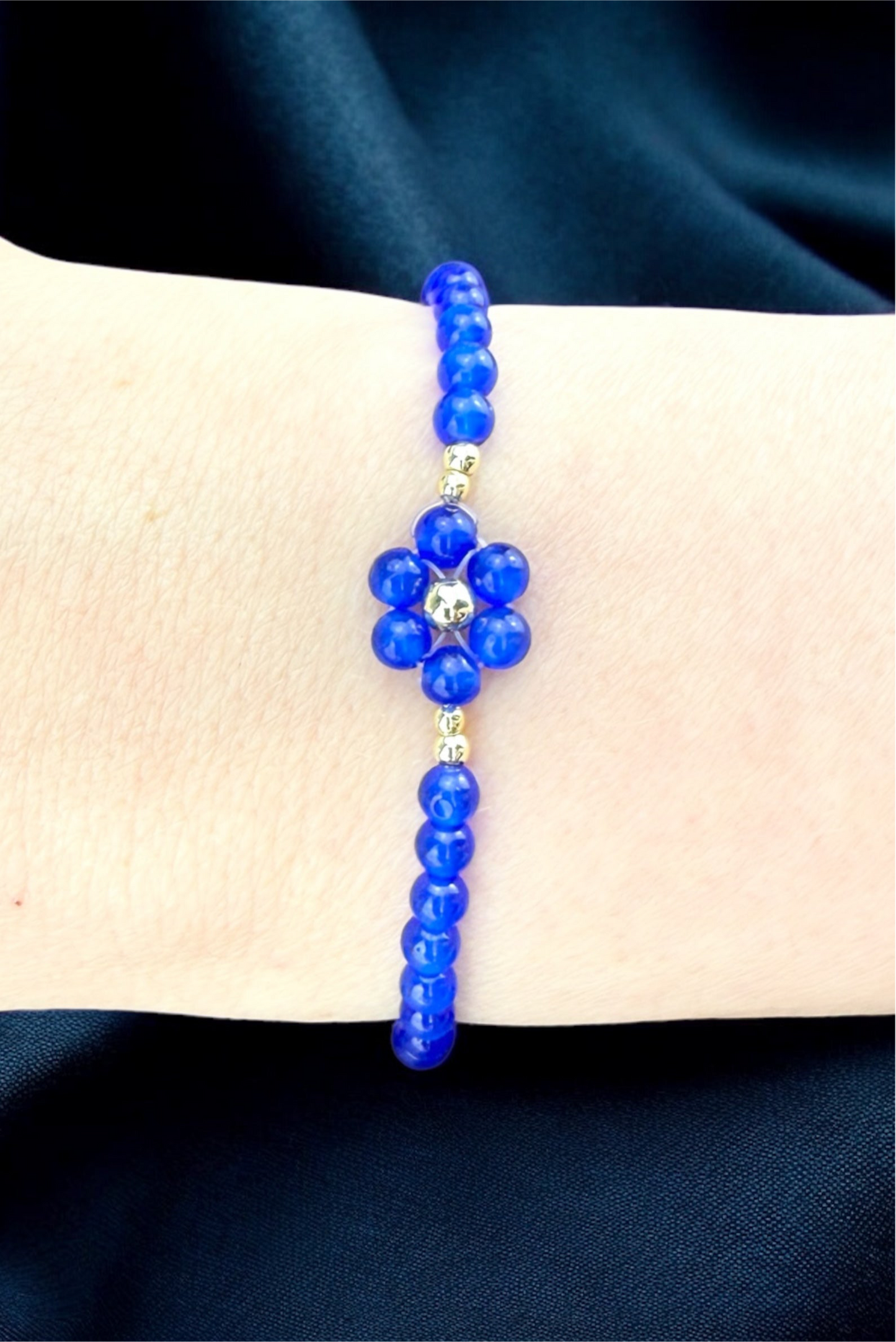 Blume ‘Mystery’ Katzenauge Edelstein | Armband handgefertigt