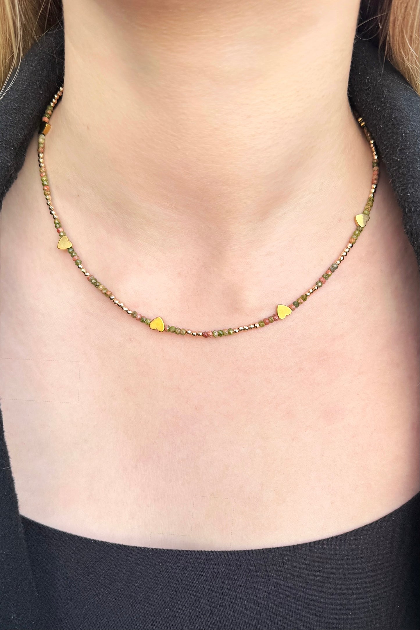 Chic Unakite | Halskette handgefertigt