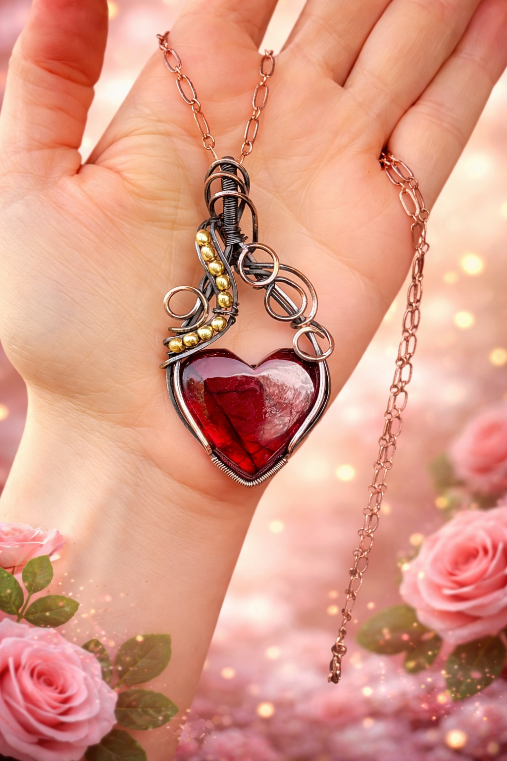 Kupfer Kette mit veredeltem Labradorit, intensives Farbspiel