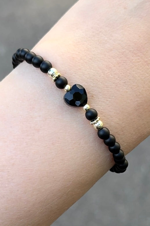 Chic ‚Herz’ Onyx Edelstein | Armband mit Herz