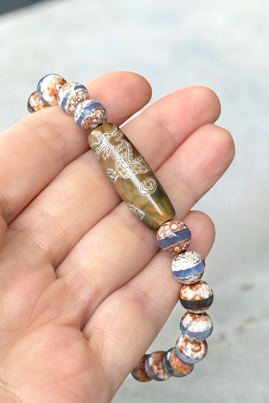 Dzi Drachen, Agate | Armband handgefertigt